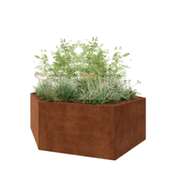 Corten steel planter - Hexagon - 239,3 x 207,8 x 80 cm - Without bottom plate