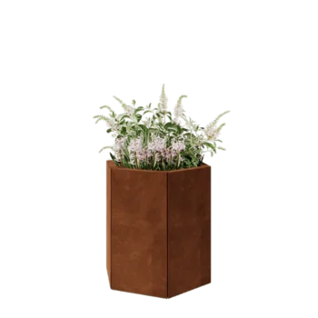 Corten steel planter - Hexagon - 59,3 x 52 x 60 cm - Without bottom plate