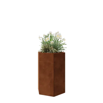 Corten steel planter - Hexagon - 59,3 x 52 x 80 cm - Without bottom plate