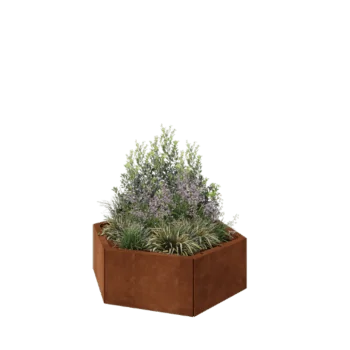 Corten steel planter - Hexagon - 99,3 x 86,6 x 30 cm - Without bottom plate