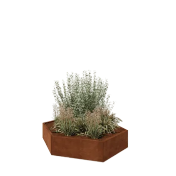 Corten steel planter - Hexagon - 159,3 x 138,6 x 30 cm - Without bottom plate