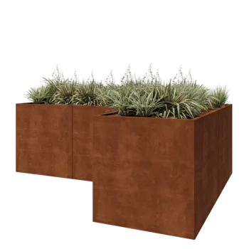 Corten steel planter - Corner - 300 x 200 x 100 cm - With bottom plate