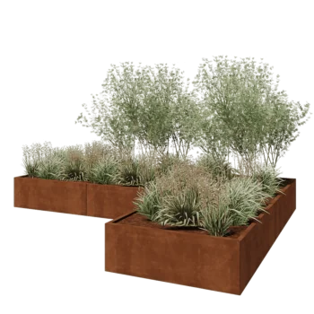 Corten steel planter - Corner - 360 x 240 x 40 cm - With bottom plate