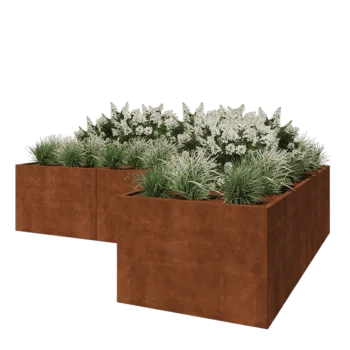 Corten steel planter - Corner - 360 x 240 x 80 cm - With bottom plate