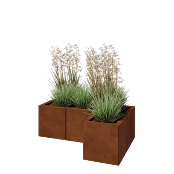 Corten steel planter - Corner - 90 x 60 x 30 cm - With bottom plate