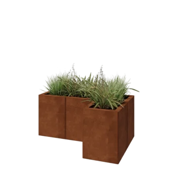 Corten steel planter - Corner - 90 x 60 x 40 cm - With bottom plate