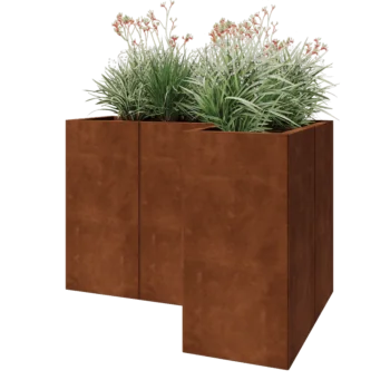Corten steel planter - Corner - 120 x 80 x 80 cm - With bottom plate