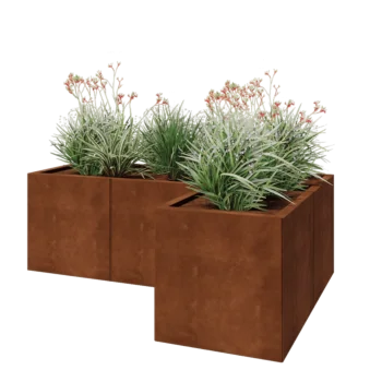 Corten steel planter - Corner - 150 x 100 x 50 cm - With bottom plate