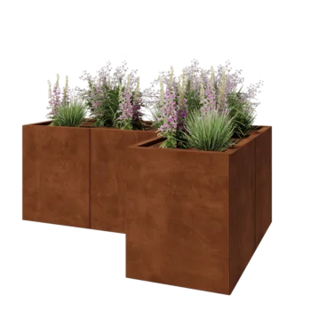 Corten steel planter - Corner - 150 x 100 x 60 cm - With bottom plate