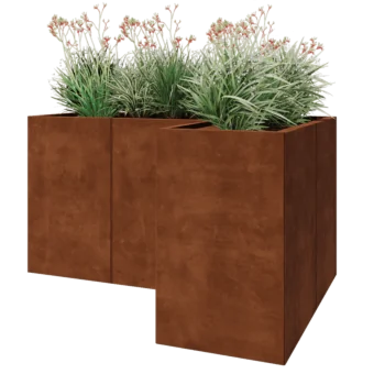Corten steel planter - Corner - 150 x 100 x 80 cm - With bottom plate