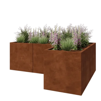 Corten steel planter - Corner - 180 x 120 x 60 cm - With bottom plate
