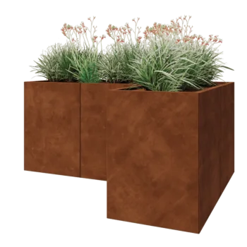 Corten steel planter - Corner - 180 x 120 x 80 cm - With bottom plate