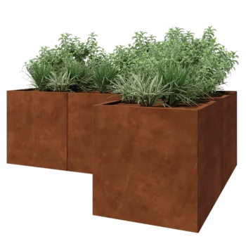Corten steel planter - Corner - 210 x 140 x 70 cm - With bottom plate