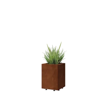 Corten steel planter - Square - 30 x 30 x 40 cm - With bottom plate - With legs