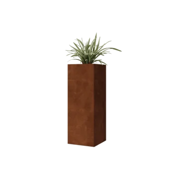 Corten steel planter - Square - 30 x 30 x 80 cm - With bottom plate