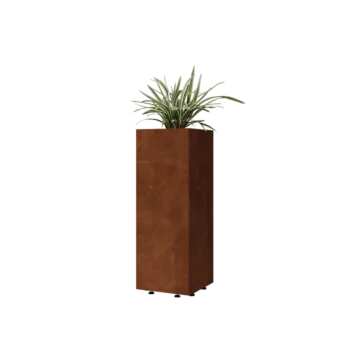 Corten steel planter - Square - 30 x 30 x 80 cm - With bottom plate - With legs