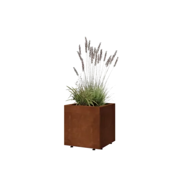 Corten steel planter - Square - 40 x 40 x 40 cm - With bottom plate - With legs