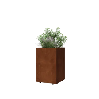 Corten steel planter - Square - 40 x 40 x 60 cm - With bottom plate - With legs