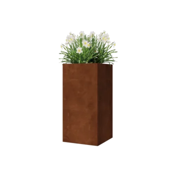 Corten steel planter - Square - 40 x 40 x 80 cm - With bottom plate