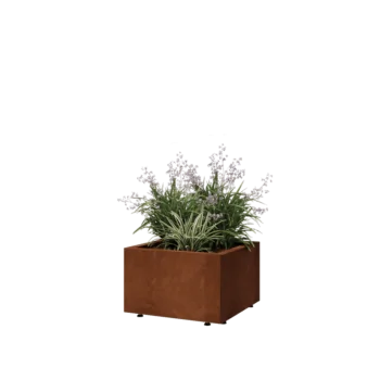 Corten steel planter - Square - 50 x 50 x 30 cm - With bottom plate - With legs