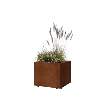Corten steel planter - Square - 50 x 50 x 40 cm - With bottom plate - With legs