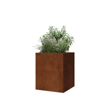 Corten steel planter - Square - 50 x 50 x 60 cm - With bottom plate