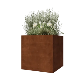 Corten steel planter - Square - 80 x 80 x 80 cm - With bottom plate