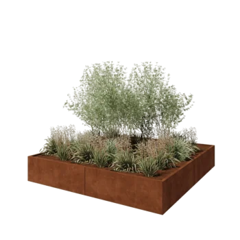 Corten steel planter XXL - Square - 240 x 240 x 40 cm - Without bottom plate