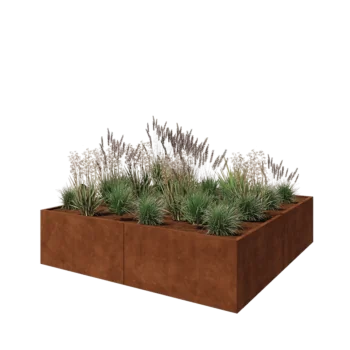 Corten steel planter XXL - Square - 240 x 240 x 60 cm - Without bottom plate