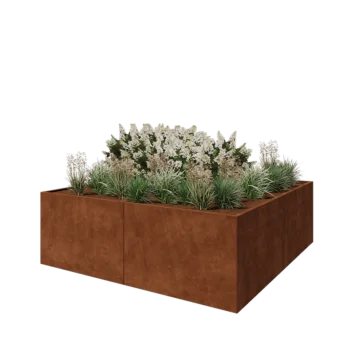Corten steel planter XXL - Square - 240 x 240 x 80 cm - Without bottom plate