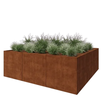 Corten steel planter XXL - Square - 300 x 300 x 100 cm - Without bottom plate