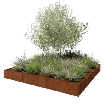 Corten steel planter XXL - Square - 300 x 300 x 30 cm - Without bottom plate