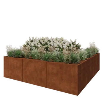 Corten steel planter XXL - Square - 300 x 300 x 80 cm - Without bottom plate