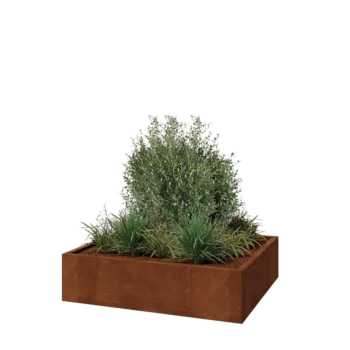 Corten steel planter - Rectangle - 120 x 100 x 30 cm - With bottom plate