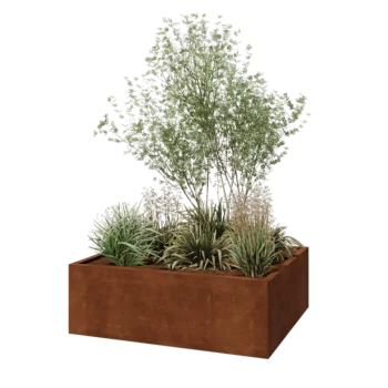 Corten steel planter - Rectangle - 120 x 100 x 40 cm - With bottom plate