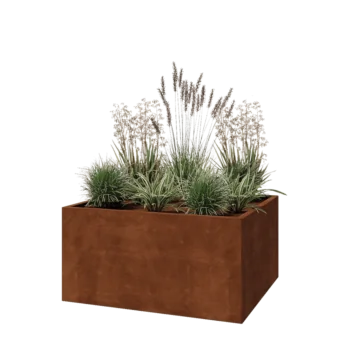 Corten steel planter - Rectangle - 120 x 100 x 60 cm - With bottom plate