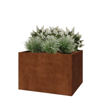 Corten steel planter - Rectangle - 120 x 100 x 80 cm - With bottom plate