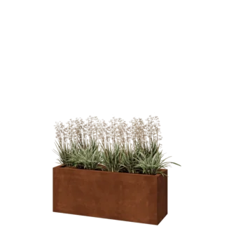 Corten steel planter - Rectangle - 100 x 30 x 40 cm - With bottom plate