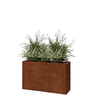 Corten steel planter - Rectangle - 100 x 30 x 60 cm - With bottom plate