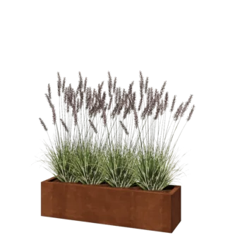 Corten steel planter - Rectangle - 120 x 30 x 30 cm - With bottom plate