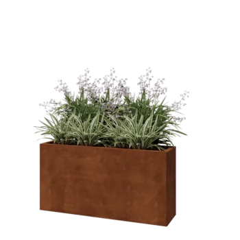 Corten steel planter - Rectangle - 120 x 30 x 60 cm - With bottom plate