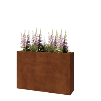 Corten steel planter - Rectangle - 120 x 30 x 80 cm - With bottom plate
