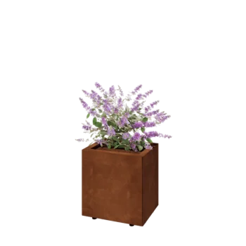 Corten steel planter - Rectangle - 40 x 30 x 40 cm - With bottom plate - With legs