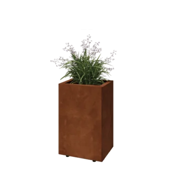 Corten steel planter - Rectangle - 40 x 30 x 60 cm - With bottom plate - With legs