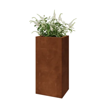 Corten steel planter - Rectangle - 40 x 30 x 80 cm - With bottom plate