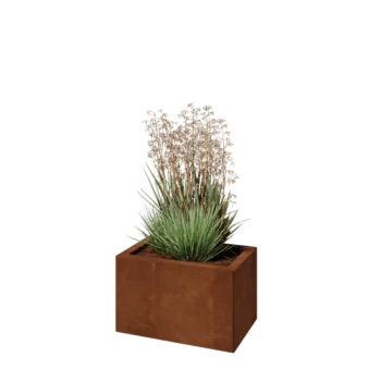 Corten steel planter - Rectangle - 50 x 30 x 30 cm - With bottom plate