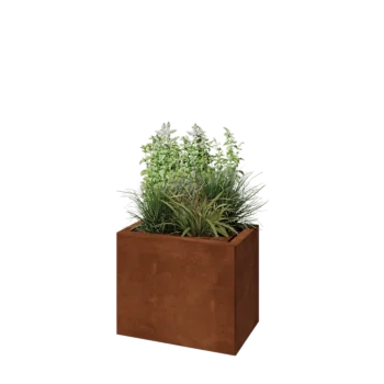 Corten steel planter - Rectangle - 50 x 30 x 40 cm - With bottom plate