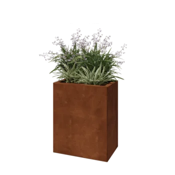 Corten steel planter - Rectangle - 50 x 30 x 60 cm - With bottom plate