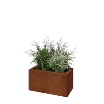Corten steel planter - Rectangle - 60 x 30 x 30 cm - With bottom plate