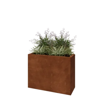 Corten steel planter - Rectangle - 80 x 30 x 60 cm - With bottom plate